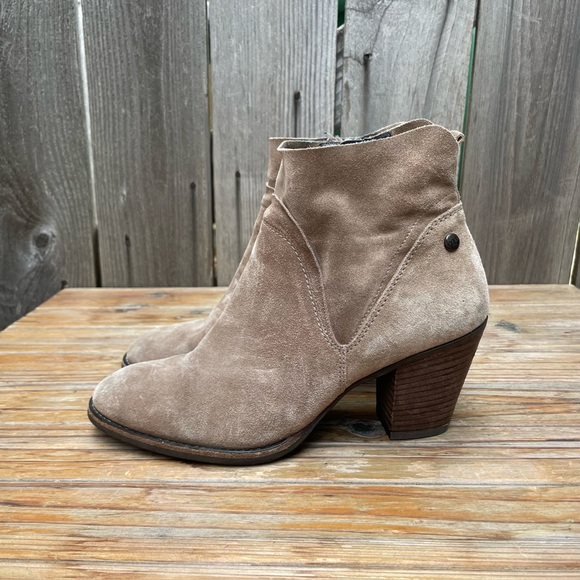 Paul Green Nora Hydro Bootie Womens 8 Tan Suede Stacked Heel Zip Boot - Picture 6 of 16